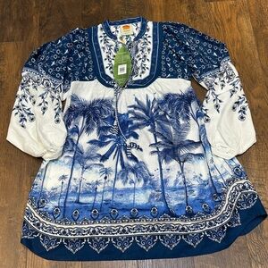 NWT FARM Rio off white palm Tree beach mini dress. Small New!